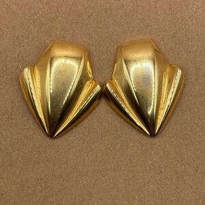 Vintage MONET Gold Tone Geometric Square Pierced Earrings 90s Statement